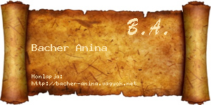 Bacher Anina névjegykártya